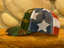 Load image into Gallery viewer, Green Camo/American Flag Snap Back